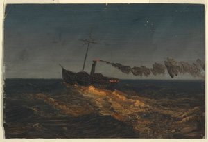 Paddle Steamer at Dusk by Frederic Edwin Church