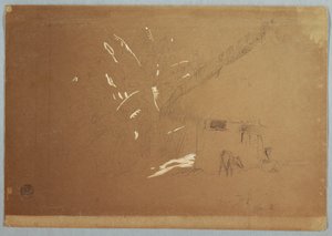 Seated Woman and Grazing Donkey Before a House near Jorje, Ecuador by Frederic Edwin Church