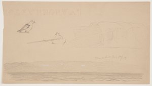Sketches from Labrador of Snow on Land, Man in Boat, and Bird by Frederic Edwin Church