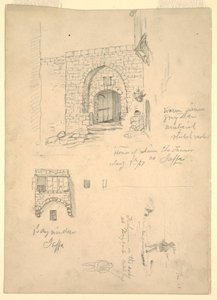 Sketches of the House of Semon the Tanner, Jaffa, Palestine [Tel-Aviv, Israel] and Fishermen on the Rocks at Beirut, Lebanon by Frederic Edwin Church