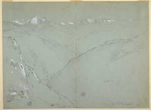 Valley Landscape with Snow Capped Peaks, Bernese Alps, Switzerland, Part 1 by Frederic Edwin Church