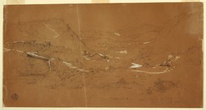 Valley with a Bridge and Houses, Near Guaranda, Ecuador by Frederic Edwin Church