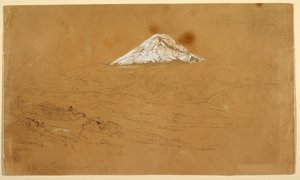 View of Snow Covered Mount Chimborazo Drawn Near Guanojo and Guaranda, Ecuador