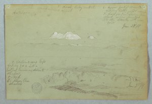 Views of Artisana Volcano from or near Quito, and a Cloudy Sky over a Mountain Ridge, Ecuador by Frederic Edwin Church