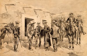 U.S. Cavalry Hunting Garza Men on the Rio Grande, c.1892 by Frederic Remington
