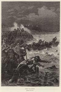 Supporters of the Chouannerie and the Vendee uprising attempting to flee Republican forces at Quiberon, France, French Revolution by Frederic Theodore Lix