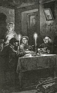 Jean Valjean is received and cared for by Bishop Myriel by Frederic Theodore Lix