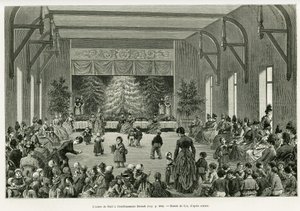 The Christmas tree at the Dietsch establishment. Engraving by Lix, to illustrate the story 