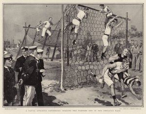 A Naval Athletic Gathering, Scaling the Torpedo Net in the Obstacle Race by Frederic de Haenen