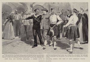John Bull and Brother Jonathan, a Street Scene in Gibraltar during the Visit of some American Troops by Frederic de Haenen