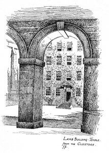 Lamb Building, Temple, from the cloisters, London, 1912 by Frederick Adcock