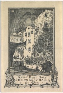 Bookplate: Irving Kent Hall and Mary Kent Hall, Ex Libris inscribed by Frederick Garrison Hall