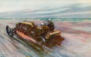 The famous "200" Darracq with which Sir Algernon Guinness achieved 120 mph in 1908 by Frederick Gordon (after) Crosby