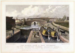 The Double Lock and East Entrance to the Islington Tunnel, Regents Canal, 1827