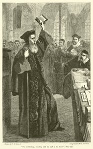 The archbishop, standing with his staff in his hand by Frederick John Skill