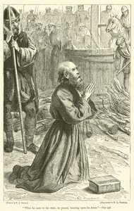 When he came to the stake, he prayed, kneeling upon his knees by Frederick John Skill