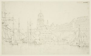 St Mary Redcliffe and Redcliffe Wharf from Prince Street Bridge by Frederick Mackenzie