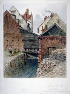 View of the back of a house in Chick Lane, showing Fleet Ditch, City of London, 1844