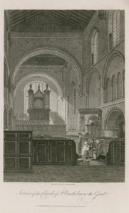 Interior of Church of St Bartholomew the Great by Frederick Nash
