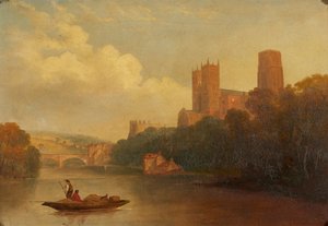 Durham from the River by Frederick Richard (manner of) Lee