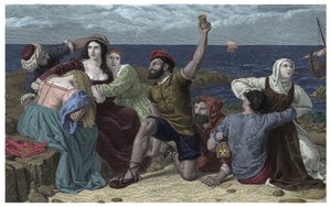 Pirates of the Mediterranean Sea Play Prisoners at the Illustration by Frederick Richard Pickersgill, 1869 by Frederick Richard Pickersgill