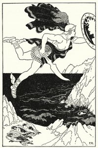 Perseus flew cautiously downward, still keeping his eyes on Medusa