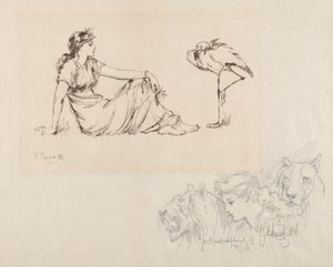 Woman and a Crane (Vigilance?) by Frederick Stuart Church