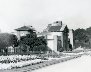 The Reptile House at London Zoo in 1928 with Formal Flower Beds Along the Paths to the Entrance, London Zoo by Frederick William Bond