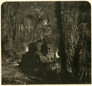 Ascending the Ocklawaha River at Night, 1872 by Frederick William Quartley