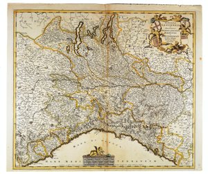 Genoa Republic, Duchy of Milan, Parma and Monferrato, Map by Frederik de Wit, Amsterdam, Copper engraving by Frederick de Wit
