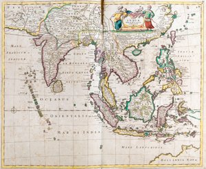 Map of East India (South and Southeast Asia: Pakistan, India, Nepal, Bangladesh, Burma, Sri Lanka, Thailand, Malaysia, Vietnam, Cambodia, Laos, Philippines, Singapore and Indonesia)