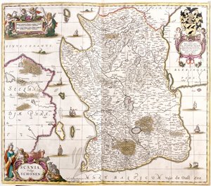 Map of Scania, Sweden by Frederick de Wit