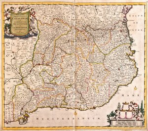 Map of the Principality of Catalonia (Spain) (etching) by Frederick de Wit