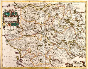 Map of the general government of the Orlean country, France