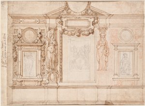 Design for a Wall Decoration with Pasted-in Sketches after Raphael verso, c. 1580s-90s by Frederico Zuccaro