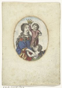 Madonna with Child and Angel in Oval by Frederik Bouttats (de Jonge) (attributed to)