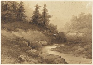 Hilly Landscape with a River by Frederik Hendrik Kaemmerer