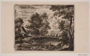 Landscape. In the Foreground Goats and Shepherds by Frederik Laub