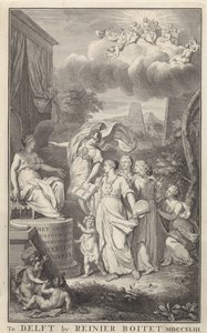 Minerva and the Arts Before a Throne Figure by Frederik Ottens