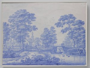 Plaque with a View of Overschie near Rotterdam by Frederik van Frytom (attributed to)