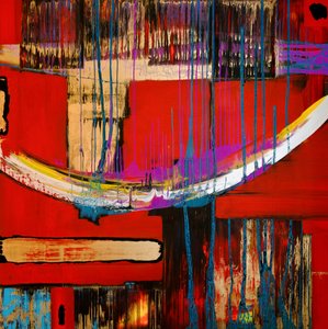 Dynamic Red Gold Abstract by Fredrik Olsen