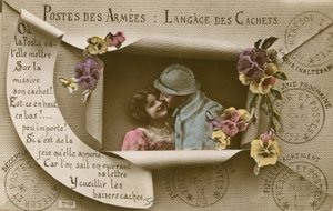 Card explaining the uses of postcards for those with men in the army by French Photographer