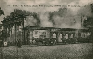 Dax - warm water spring (daily flow: 2400000 litres at 64 centigrade). Postcard sent in 1913 by French Photographer