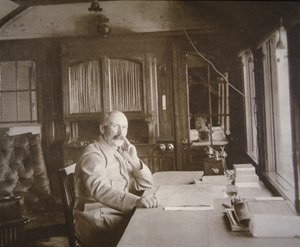 General Pétain in his railway wagon-salon HQ during the Battle of Verdun, February-December 1916
