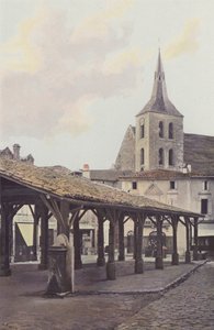 Guitres, Former Market Hall and Church Bell Tower by French Photographer