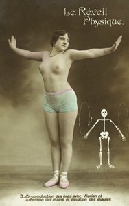 Half naked woman performing exercises by French Photographer