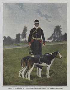 Hound and Huntsman in the Livery of the Hunt of Vicomte Gaetan de Chezelles, France by French Photographer