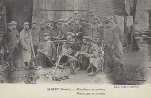 Maxim gun in position, Albert, Somme, First World War by French Photographer