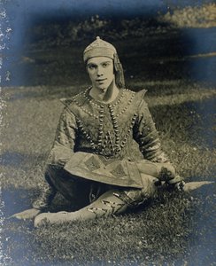 Nijinsky Sitting Cross-Legged, Dressed as Prince Igor by French Photographer