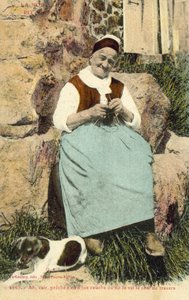 Old woman knitting by French Photographer